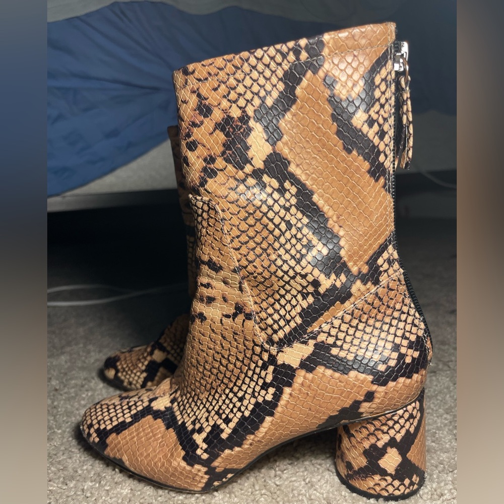 Zara Basic Collection Snakeskin Booties - image 4